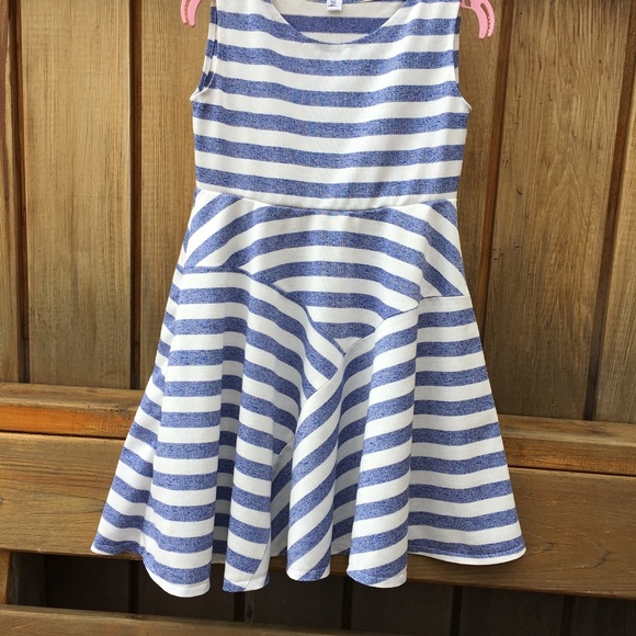 J’s Creations - Girls Size 7 Blue and White Stripes Dress - Picture 3 of 6